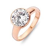 Silventi 943283554 58 Zilveren Ring - Zirkonia rond - 10 mm - Rosékleurig