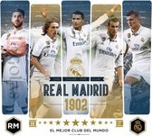 Real Madrid 5 spelers - Muursticker - 52 x 47 - Multi