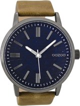 OOZOO Timepieces - Titanium horloge met camel leren band - C9406