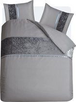 Fancy Embroidery Velvet Cairo - Dekbedovertrek - Eenpersoons - 140x200/220 + 1 kussensloop 60x70 - Zilver