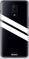 BOQAZ. OnePlus 6t hoesje - schuine strepen wit
