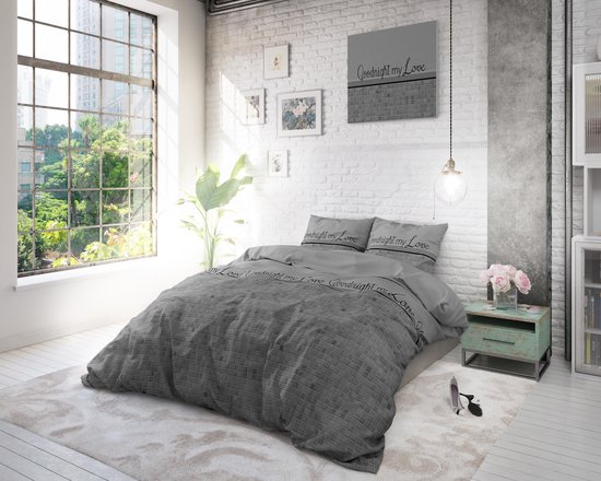 Sleeptime Goodnight my Love - Dekbedovertrekset - Lits-Jumeaux - 240x200/220 + 2 kussenslopen 60x70 - Grijs van Merkloos — afbeelding 2
