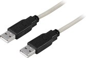 Deltaco USB2-7, USB A 2.0 naar USB A 2.0 kabel, mannelijk, 1m kabel, grijs
