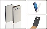 LELYCASE Premium Flip Case Lederen Cover Bescherm  Hoesje Samsung Galaxy Mega 5.8 i9150 Creme