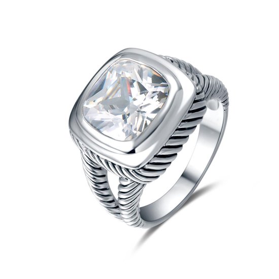 Quiges - Ring Klassiek Solitair met Zirkonia Kristal - 925