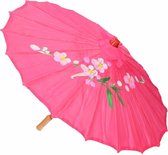 Chinese paraplu/parasol fuchsia roze 50 cm - Decoratie Chinees them