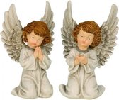 Kersthuisjebestellen - Set van 2 knielende engelen - Kerstengel - Kerstbeeldjes - H=21cm