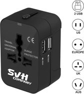 SVH Company Universele Wereldstekker met 2 USB Poorten – Te Gebruiken in Meer Dan 150 Landen - Zwart