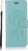 Shop4 - Samsung Galaxy S10e Hoesje - Wallet Case Dromenvanger Uil Mint Groen