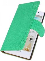 Devil Bookstyle Wallet Case Hoesjes voor Huawei Ascend P6 Groen