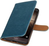 Zakelijke Book Case Telefoonhoesje Geschikt voor de Huawei Mate 9 - Portemonnee Hoesje - Pasjeshouder Wallet Case - Blauw
