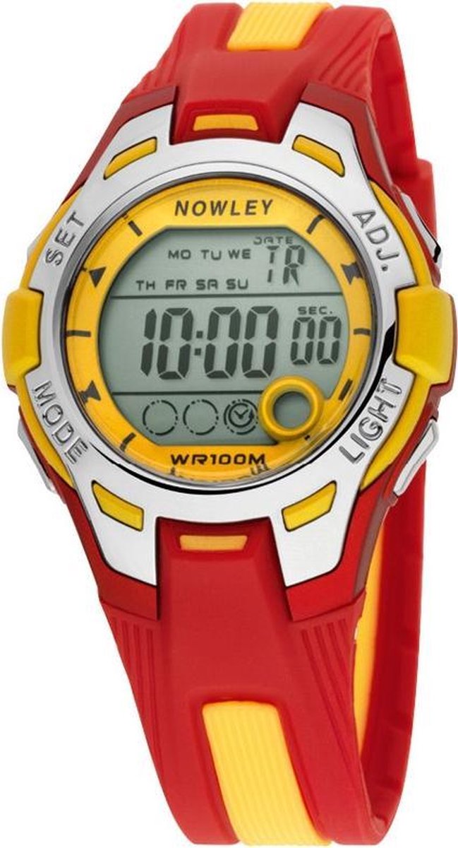 Nowley 8-6130-0-8 digitaal horloge 37 mm 100 meter rood- geel