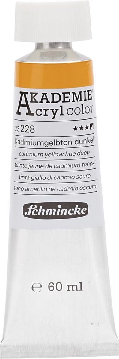 Schmincke AKADEMIE® Acryl color, semi-opaque, fade resistant, 60 ml, cadmium yellow, hue deep (228)