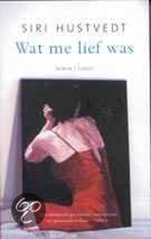 Boekcover van 'Wat me lief was' met een vrouw in rode jurk, silhouet.