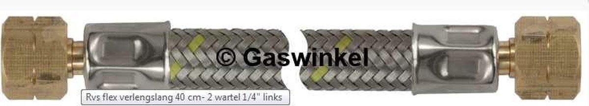 Rvs gevlochten gasslang 1/4 L x 1/4 L - 60 cm