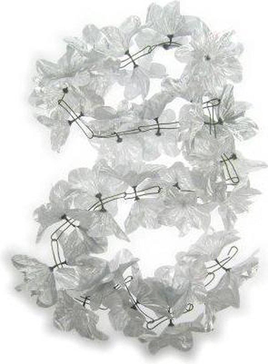 Deur guirlande bloemen pvc zilver 2m