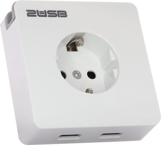 Blootstellen herberg Deens 2USB easyCharge USB AA stopcontact met telefoonhouder 12W 2.4A Glanzend Wit  | bol.com