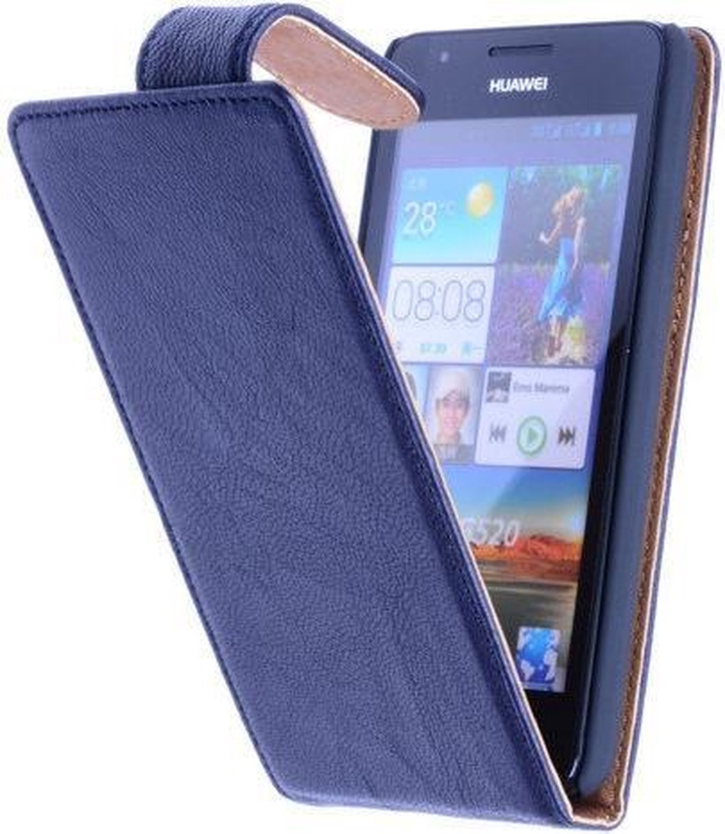 Polar Echt Lederen Navy Blue HTC One M8 Flipcase Hoesje - Cover Flip Case Hoes