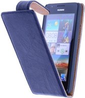 Polar Echt Lederen Navy Blue HTC One M8 Flipcase Hoesje - Cover Flip Case Hoes