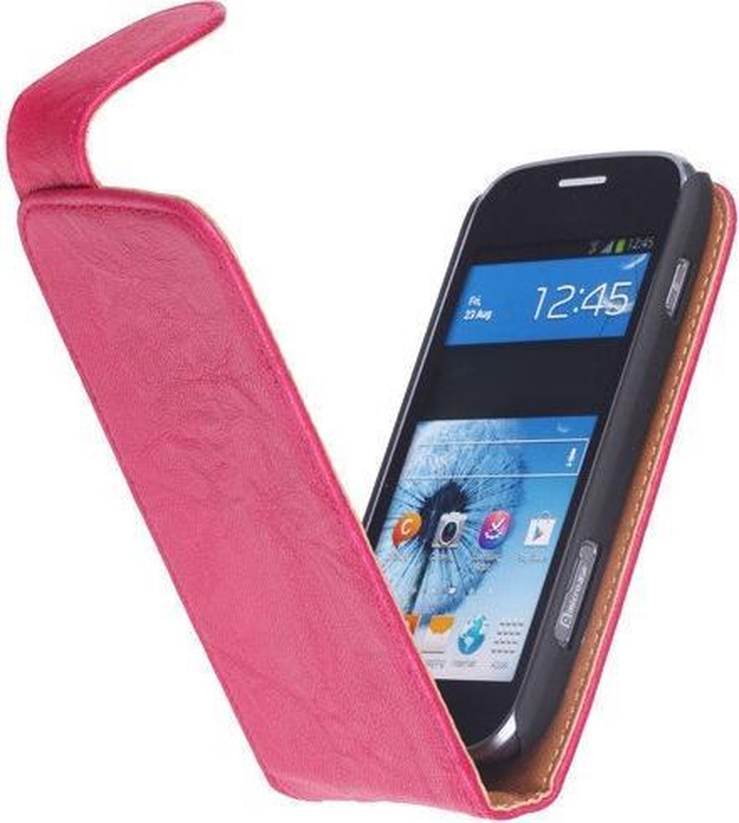 Polar Echt Lederen Fuchsia HTC One Flipcase Hoesje - Cover Flip Case Hoes