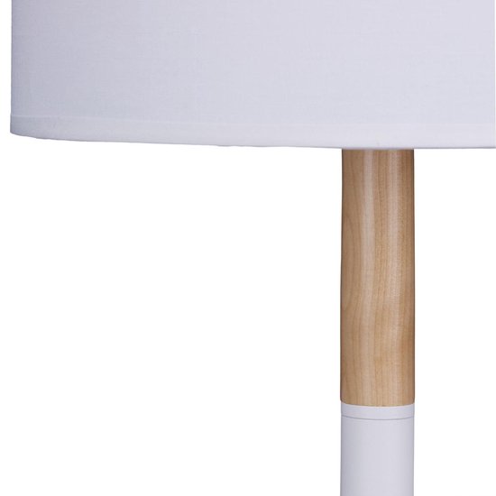 Roeispaan Bek gemakkelijk relaxdays - nachtlamp - tafellamp E27 - Lampenkap van stof - vintage - 40cm  hoog wit | bol.com