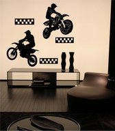 Muursticker Motorcrossers - zwart - 144 x 136 cm