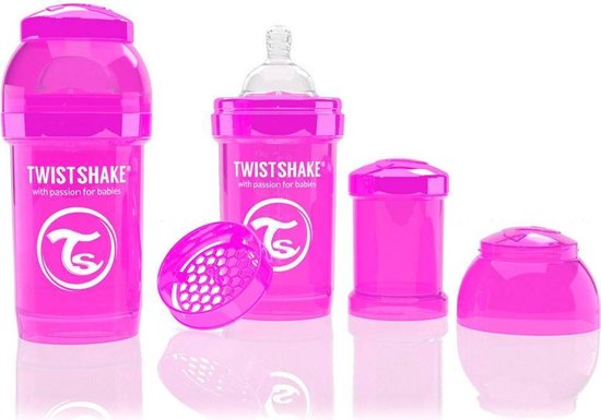 Babyflesje - Twistshake Anti-colic babyfles - Pink Crazy Monkey 260ml