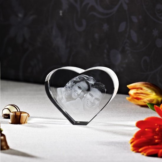 Photo 3D en verre de cristal de haute qualité Coeur | bol.