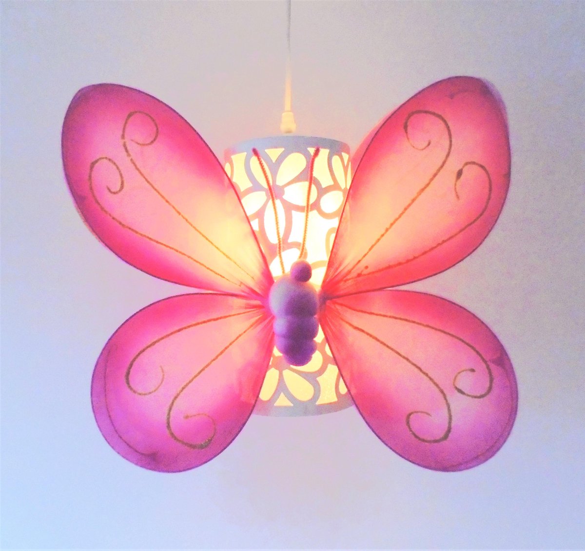 Funnylight kids lamp vlinder bloem happy roze - lieve hanglamp voor de baby  en kinderkamer | bol.com