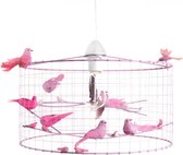 Hanglamp Kinderkamer met vogeltjes-Vichy Roze-Kinderkamer-Babykamer-Woonkamer-Hal-Kantoor-Ø30cm.
