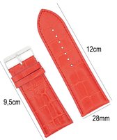Horlogeband Leer 28mm - Croco Band + Push Pin - leer Rood - Sarzor