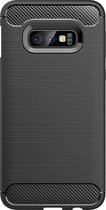 Shop4 - Samsung Galaxy S10e Hoesje - Zachte Back Case Brushed Carbon Zwart