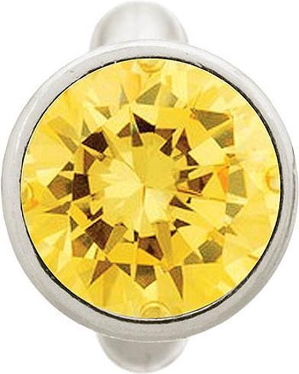 Endless Round Citrine Dome Silver Bedel Geel Zilver 41158-5