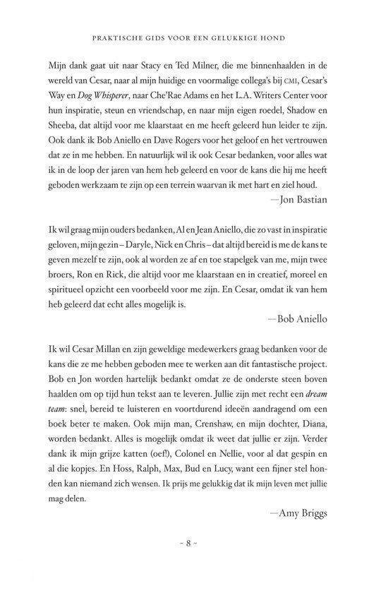 Pagina met tekst uit 'Praktische gids voor een gelukkige hond'.