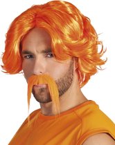 8 stuks: Pruik met snor - Oranje