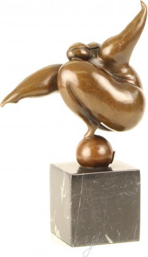 Bronzen Sculptuur Met Dansend Vrouwelijk Naakt Bol