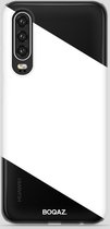 BOQAZ. Huawei P30 hoesje - schuine streep wit