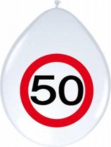 24x stuks Ballonnen 50 jaar verkeersbord versiering