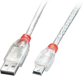 LINDY USB-kabel USB-A stekker, USB-mini-B stekker 3.00 m Transparant 41784