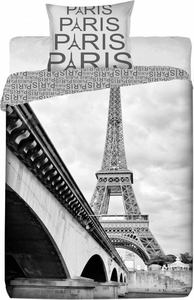 Parijs Eiffeltoren - Dekbedovertrek - - 140 x 200 - Zwart/Wit bol.com