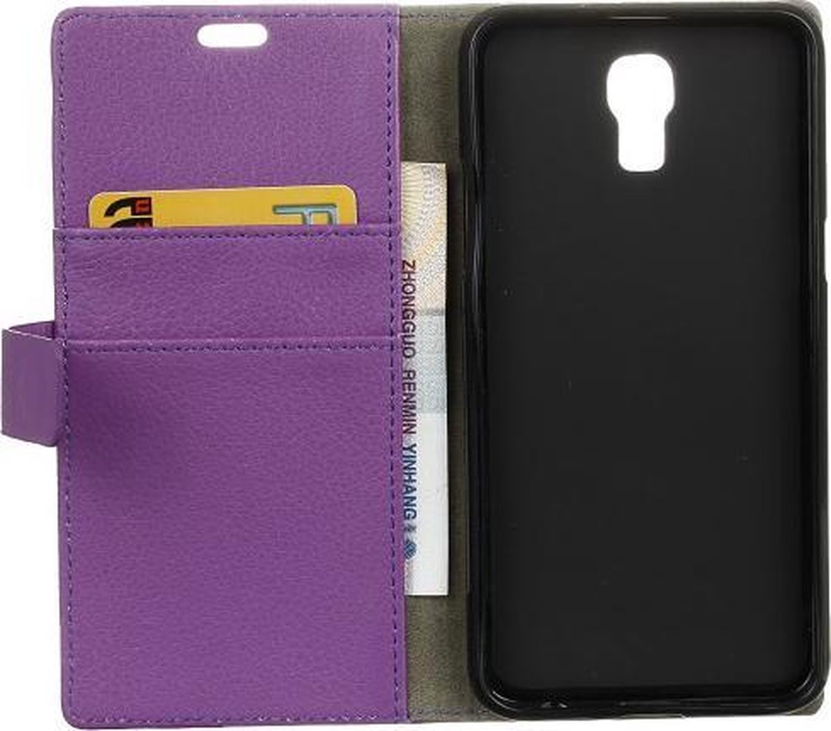 Litchi cover wallet case hoesje Geschikt voor: LG X screen paars