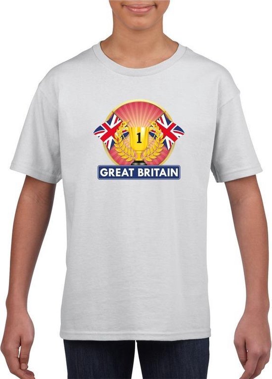 Wit Groot Brittannie/ Engeland supporter kampioen shirt kinderen 110/116