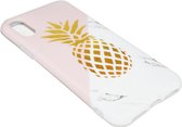 Goud ananas siliconen hoesje Geschikt voor iPhone XS/ X