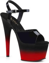 Pleaser Sandaal met enkelband -38 Shoes- ADORE-709BR-H Zwart/Rood