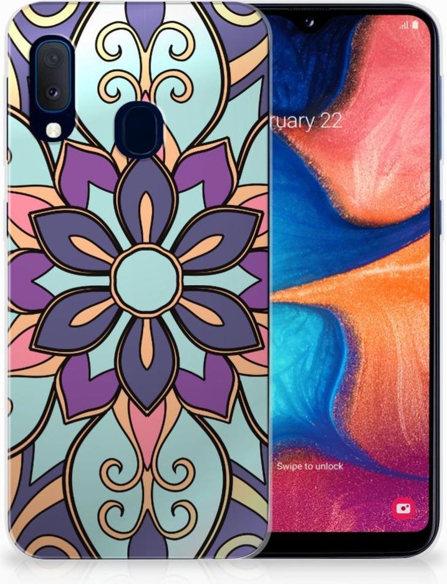 Samsung Galaxy A20e TPU Case Purple Flower