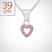 Hart 925 Sterling zilveren ketting 39 cm met kristallen