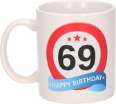 Verjaardag 69 jaar verkeersbord mok / beker