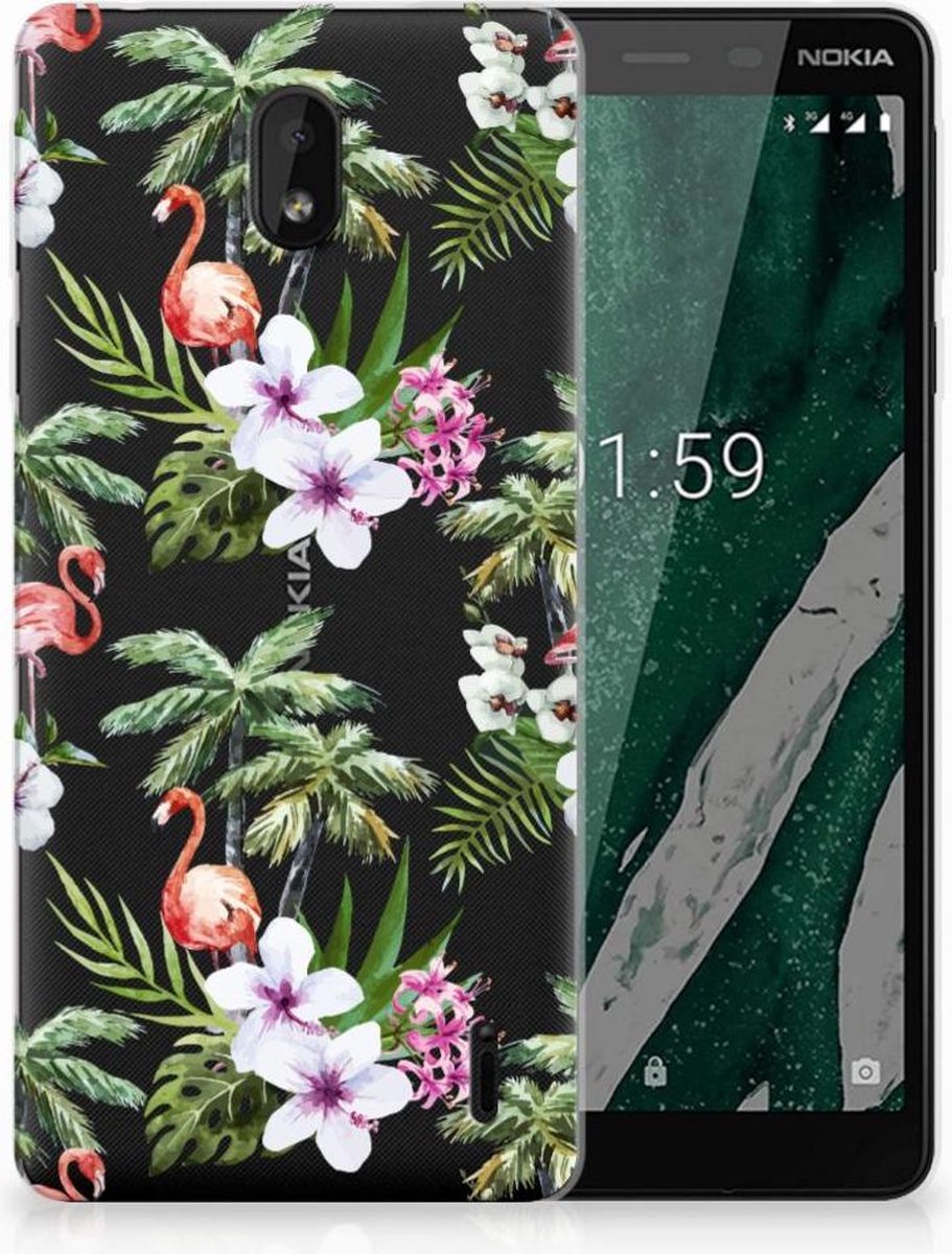 Nokia 1 Plus TPU Hoesje Flamingo Palms