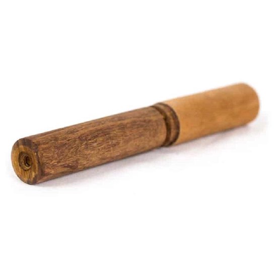 Klankschaal aanstrijkhout met suède camel - 19 cm - 90 g - M van Yogi & Yogini — afbeelding 3