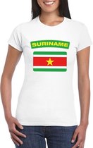 T-shirt met Surinaamse vlag wit dames M